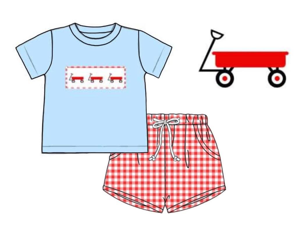 Throwback Pre Order: Lil Red Wagon- Boys Knit Shortie Set