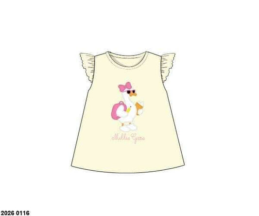 Pre Order 139: BTS Shirt Only- Girls Goose Appliqué Knit Shirt