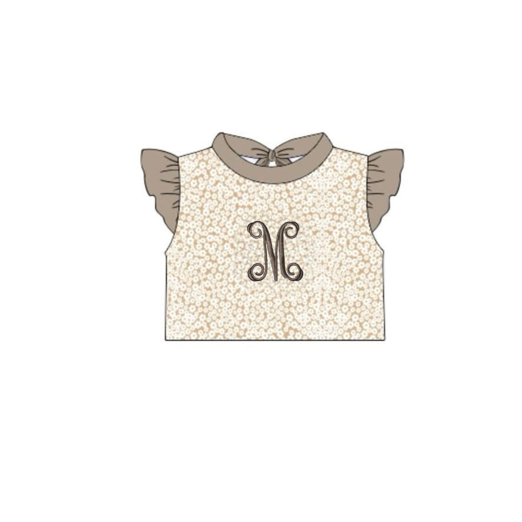 RTS: Fiji Sands- Girls Floral Flutter Sleeve Rash Guard Top “M”