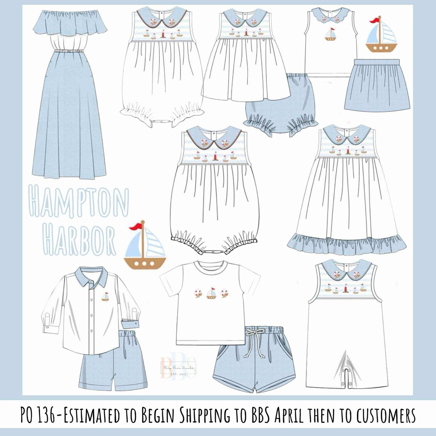 Pre Order 136: Hampton Harbor- Boys Shortie Set