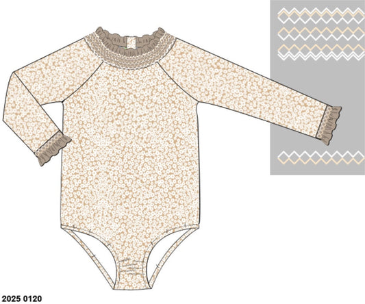 RTS: Fiji Sands- Girls 1pc Long Sleeve Rash Guard Swim