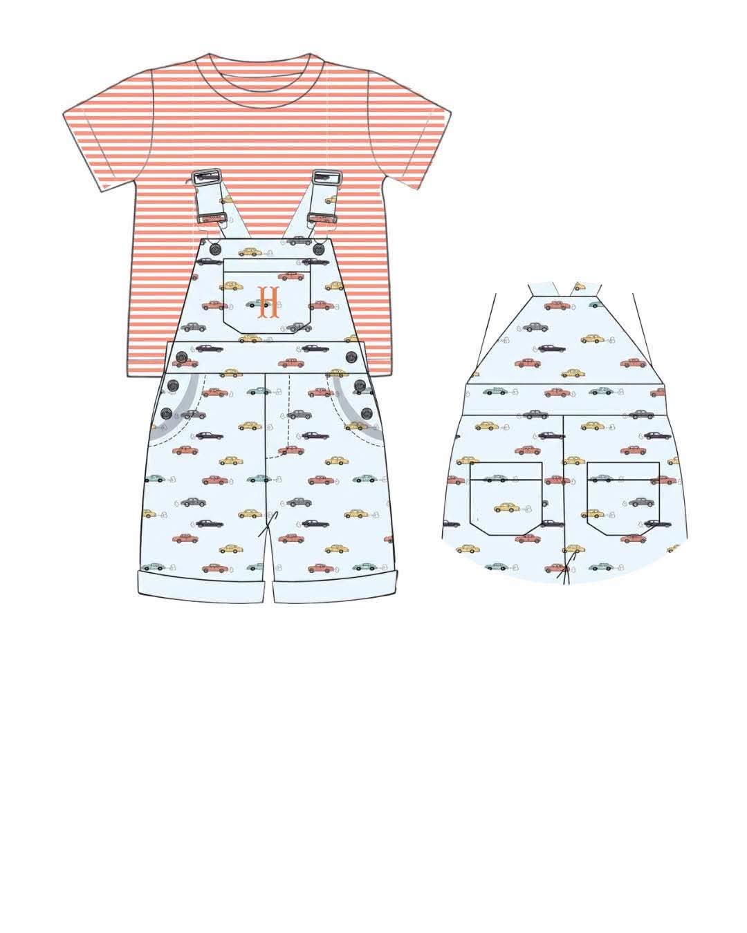 Pre Order 152: Boys Only- Things That Go 2pc Overalls