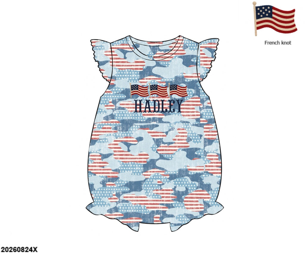 Camo Craze Flash Presale: Girls Flutter Sleeve Bubbles- Merica
