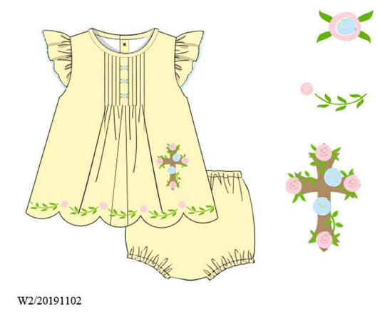 RTS: Because He Lives- Girls Woven Bloomer Set