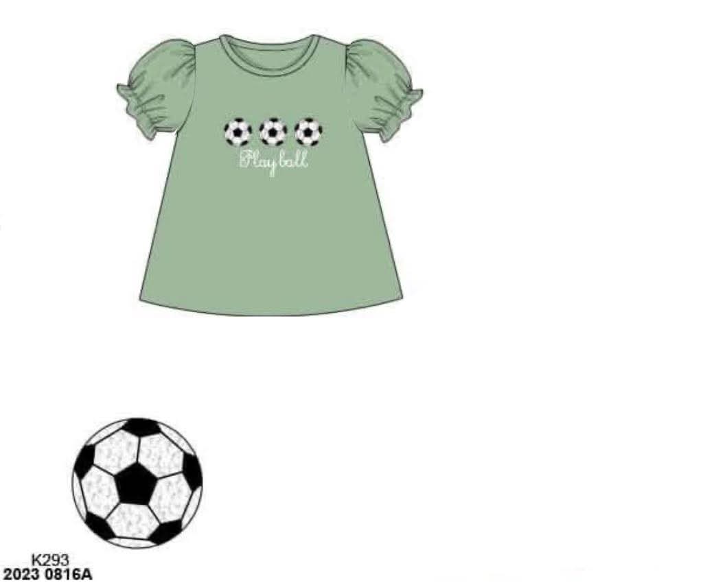 Pre Order 146: Sports- Girls French Knot Soccer Knit Shirt