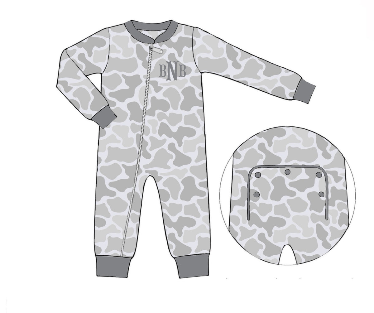 Camo Craze Flash Presale: Lounge- Unisex Gray Bamboo 1pc Zip Up