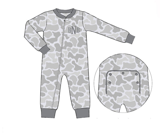 Camo Craze Flash Presale: Lounge- Unisex Gray Bamboo 1pc Zip Up