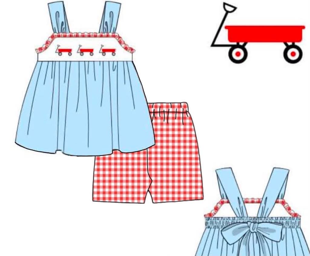 Throwback Pre Order: Lil Red Wagon- Girls Knit Biker Short Set
