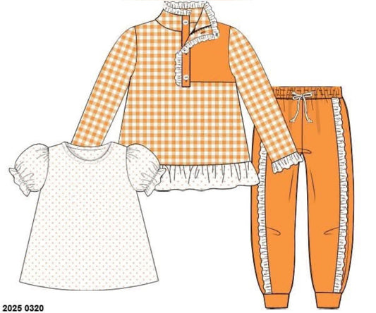 RTS: Stadium Sleeves- Bright Orange Girls 3pc Knit Set