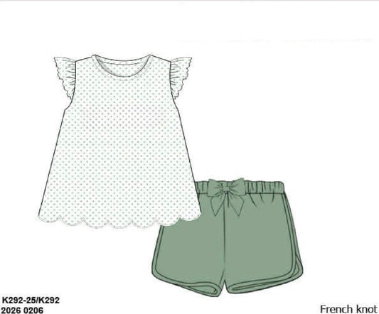 RTS: Neutral French Knot Sets- Girls Feldspar Knit Shortie Set (No Monogram)