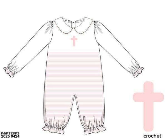 RTS: Crochet Crosses- Girls Knit Romper