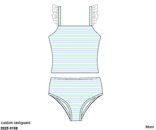 RTS: Blakely Floral & Collin Stripes- Mom 2pc Tankini Rash Guard Swim