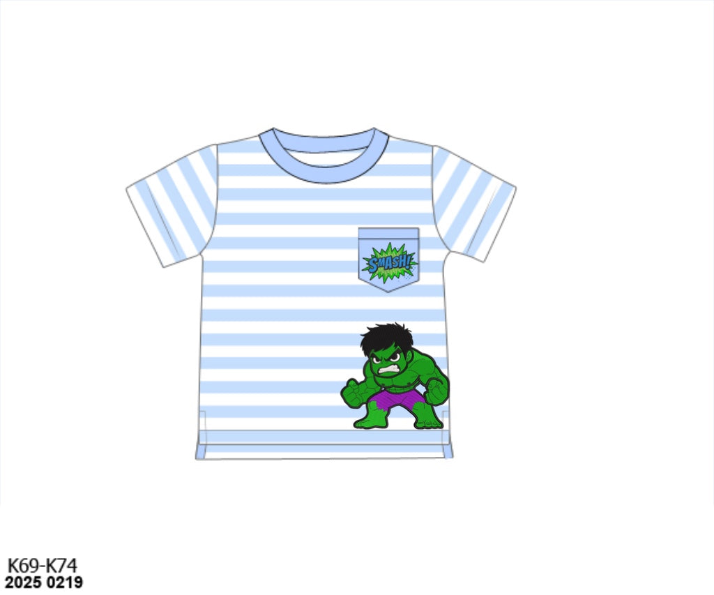 Pre Order 146: Boys Only- Smash Hero Appliqué Knit Shirt