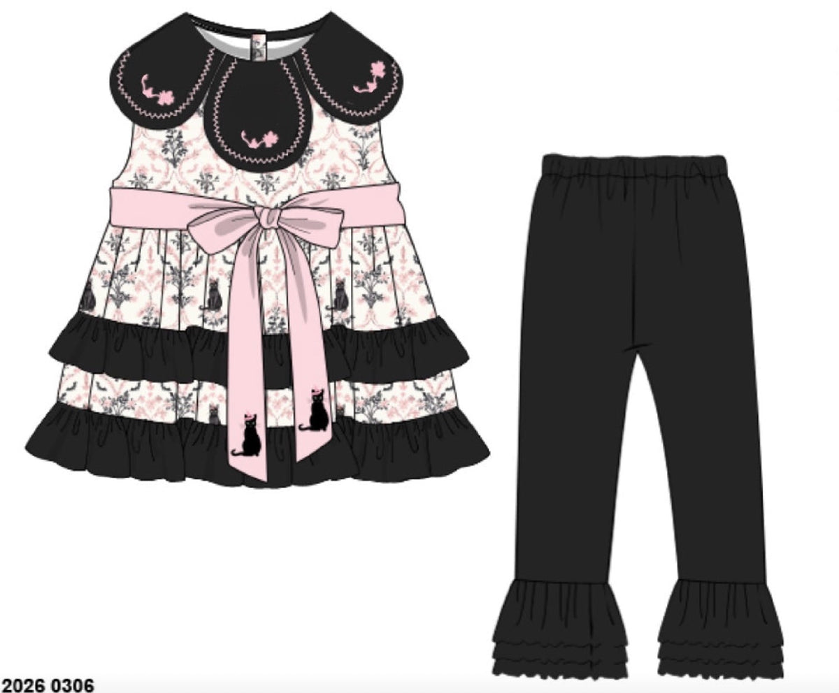 RTS: Scaredy Cat- Girls Knit Legging Set