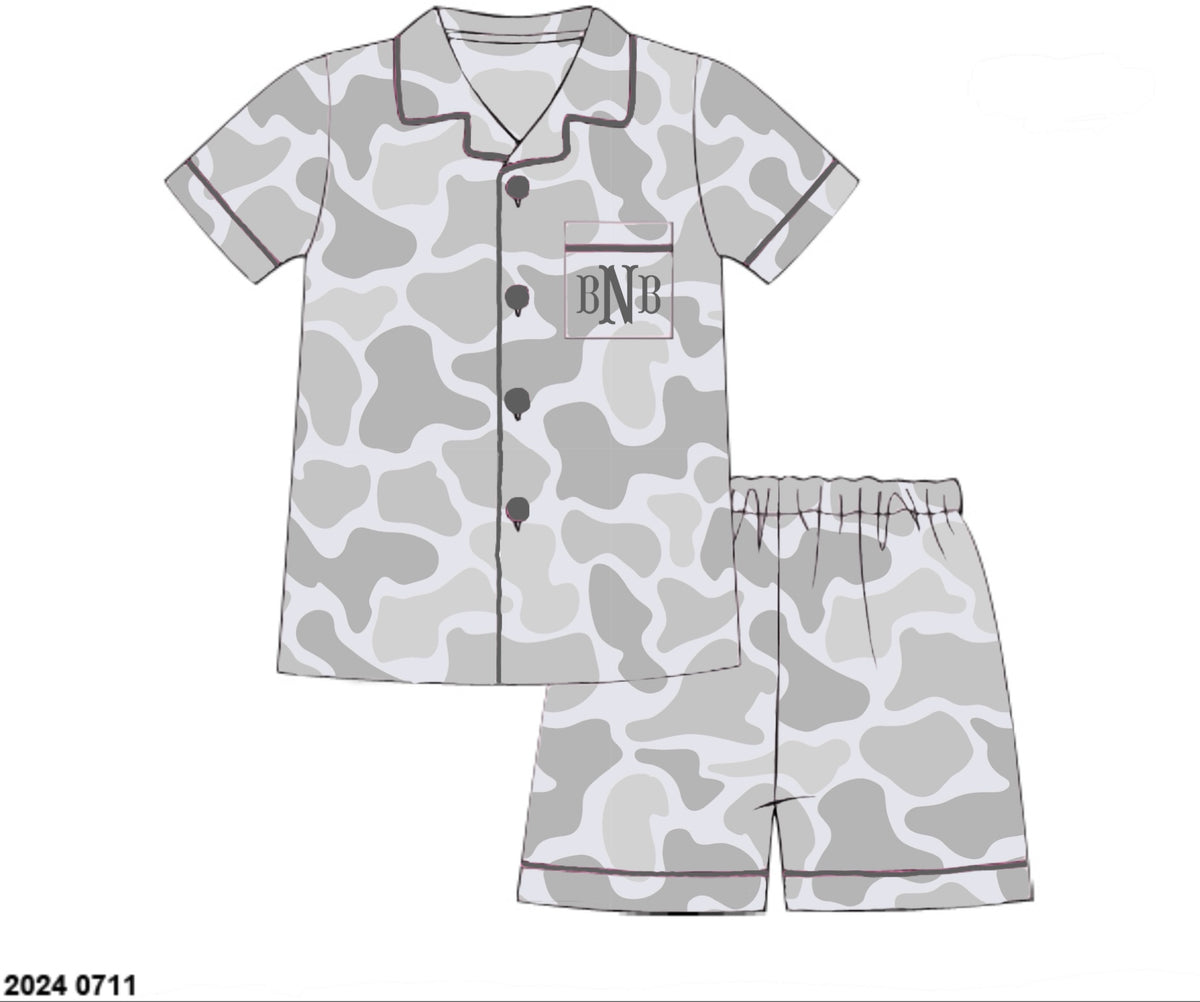 Camo Craze Flash Presale: Lounge- Mom/Mini Gray Bamboo Button Up Lounge Set