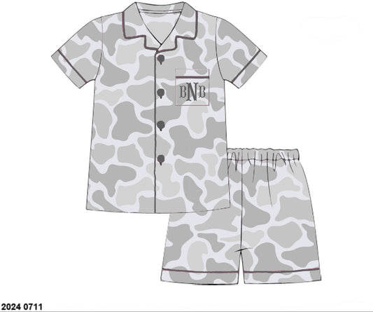 Camo Craze Flash Presale: Lounge- Mom/Mini Gray Bamboo Button Up Lounge Set