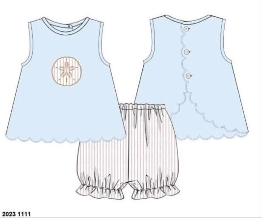 Pre Order 147: Rep Request- Girls Sand Dollar Bubble Short Set