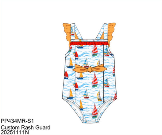 Pre Order 136: Tropical Family- Girls 1pc Rashguard Swim