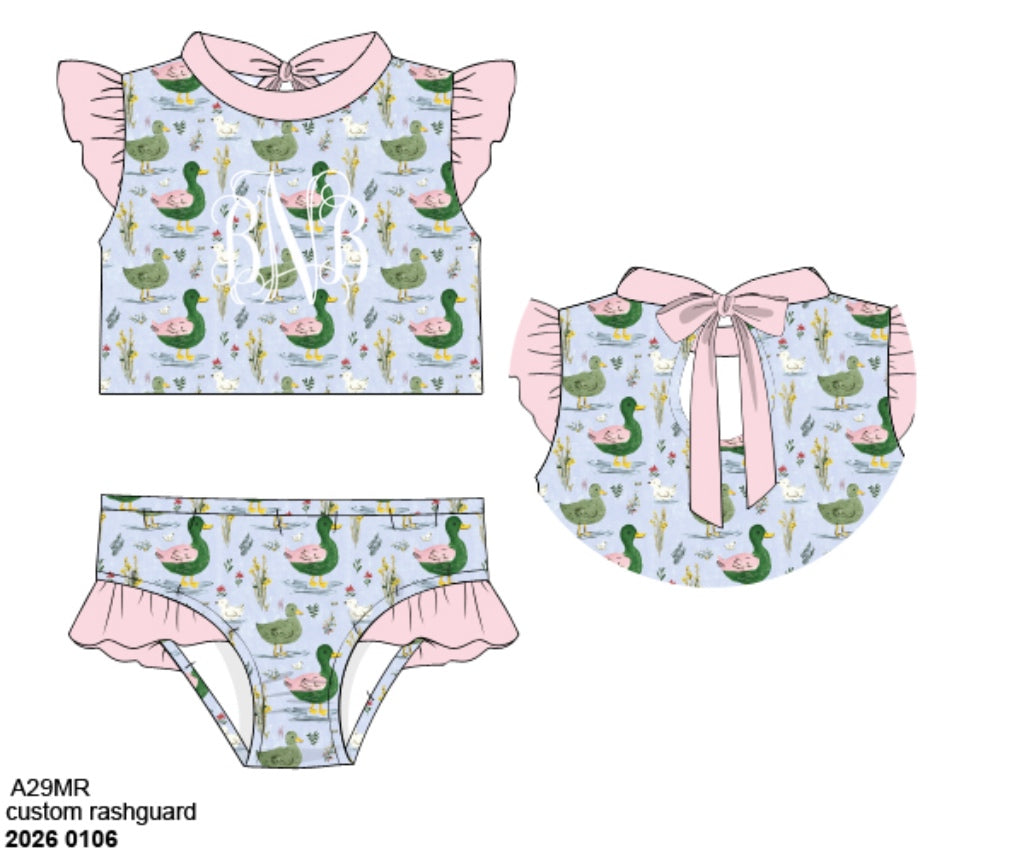 Pre Order 138: Walden Pond- Girls 2pc Rash Guard Swim