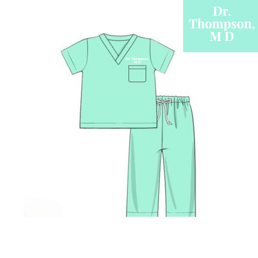 RTS: Unisex Mint Scrubs "Dr. Thompson, M D"