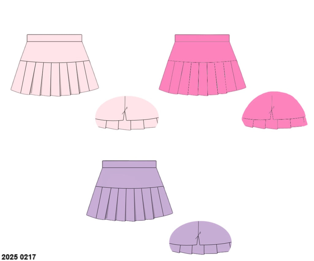 Pre Order 149: Girls Knit Bottoms- 3pc Skort Pack (Light Pink, Dark Pink, Purple)