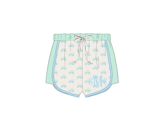 Pre Order 150: Tractors & Floral- Boys Woven Swim Shorties
