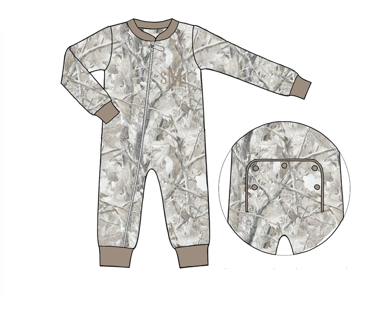 Camo Craze Flash Presale: Lounge- Unisex Snow Bamboo 1pc Zip Up