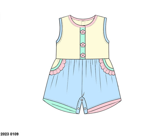 Pre Order 152: Colorblock- Girls Knit Romper