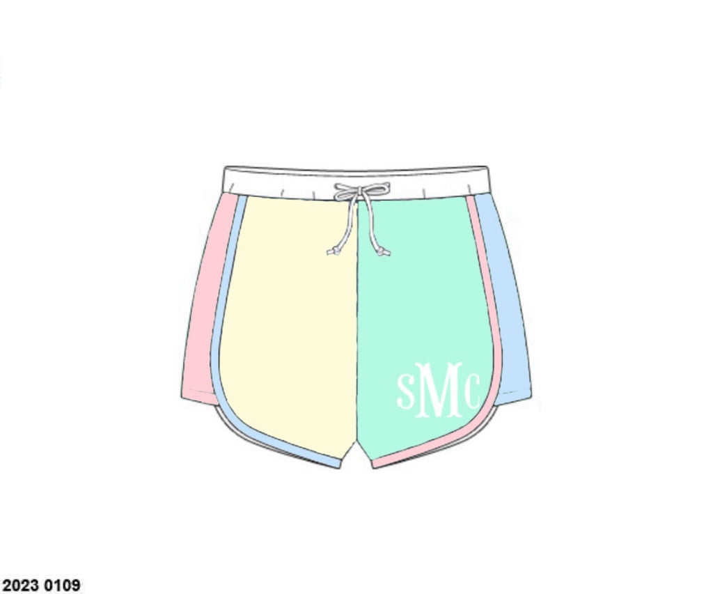 Pre Order 152: Colorblock- Dad/Mini Woven Swim Shorties