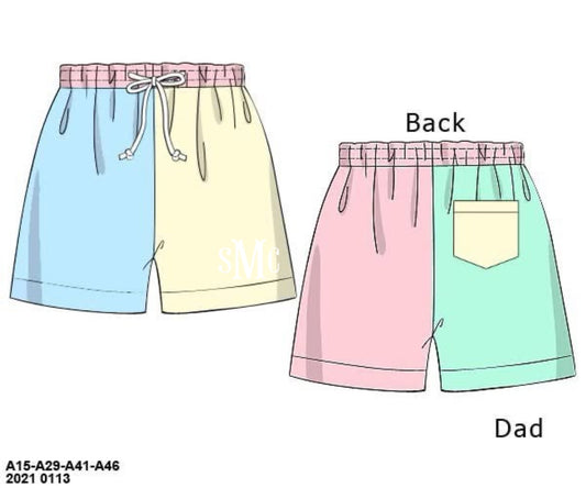 Pre Order 152: Colorblock- Dad/Mini Woven Traditional Swim Shorts