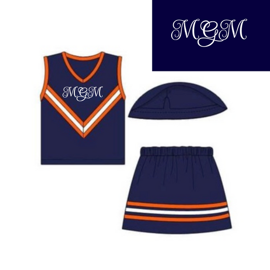 RTS: Team Spirit Collection- Navy & Orange Knit Cheer "MGM"