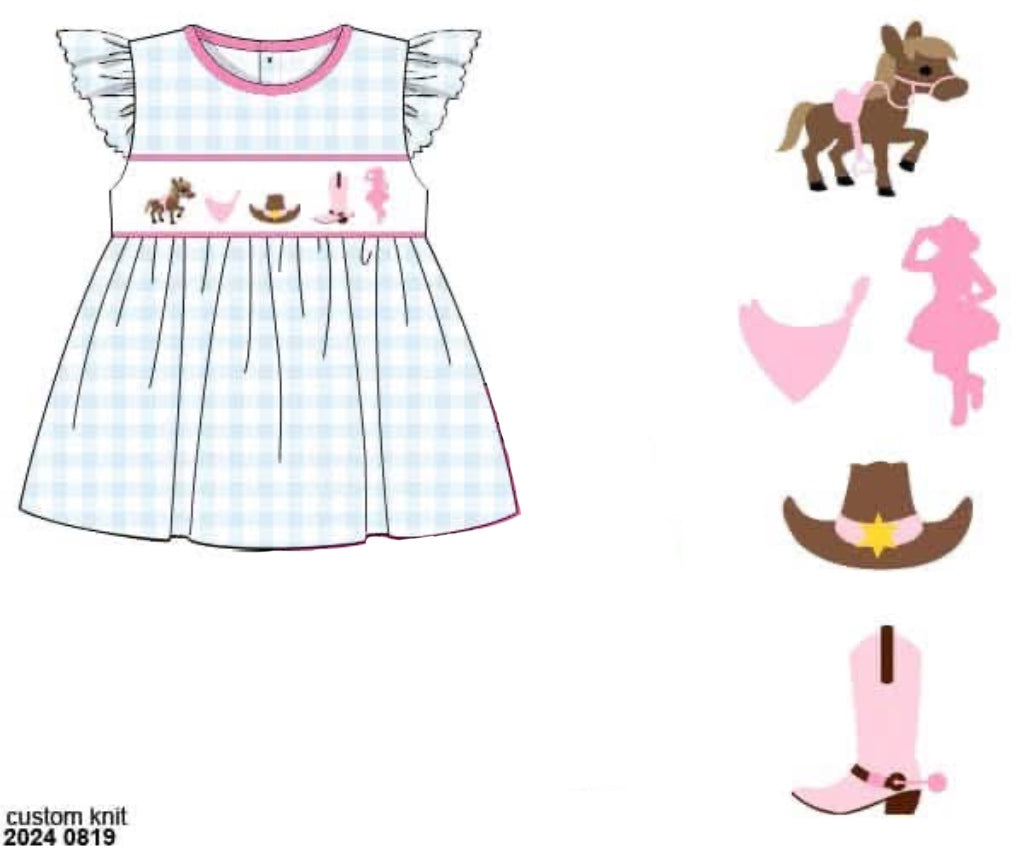 RTS: Critter Collection- Girls Smocked Rodeo Shirt