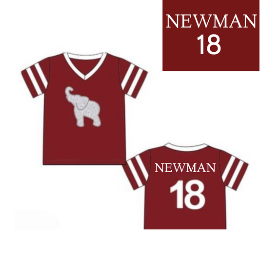 RTS: Team Spirit Collection- Crimson Knit Jersey "NEWMAN, 18"