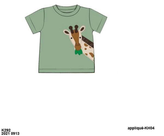 RTS: Critter Collection- Boys Giraffe Appliqué Shirt