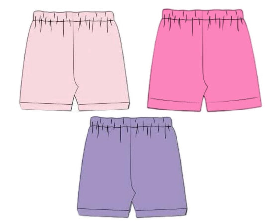 Pre Order 149: Girls Knit Bottoms- 3pc Biker Short Pack (Light Pink, Dark Pink, Purple)