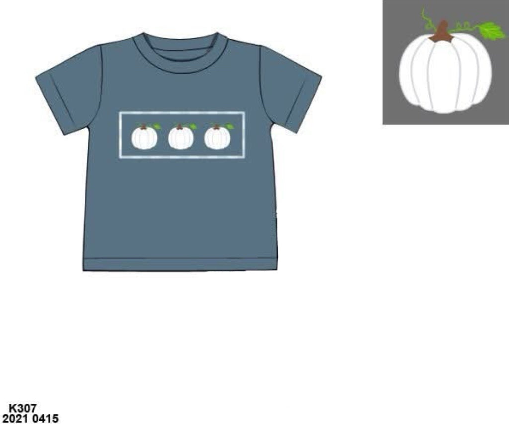 RTS: White Pumpkins- Boys Smocked Shirt