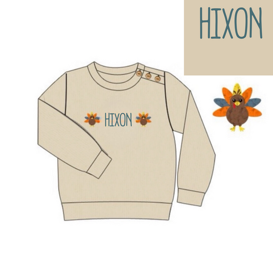 RTS: French Knot Turkey Sweaters- Boys "HIXON"