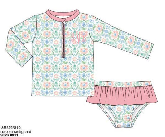 Pre Order 149: Family Swim- Girls 2pc Long Sleeve Rashguard Swim