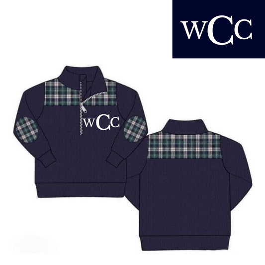 RTS: Navy Tartan Plaid- Boys Cardigan Pullover "WCC"