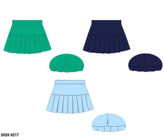 Pre Order 149: Girls Knit Bottoms- 3pc Skort Pack (Green, Navy, Blue)