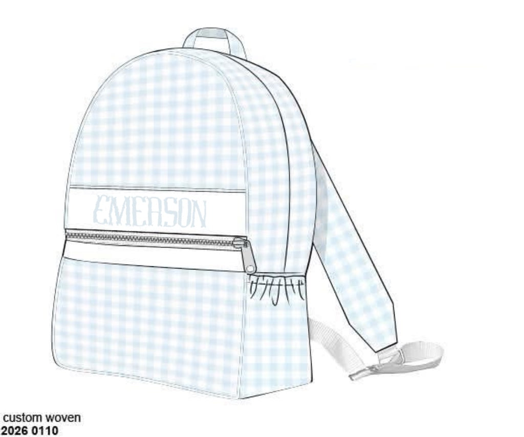 RTS: Baby Blue Gingham- Smocked Backpack "EMERSON"