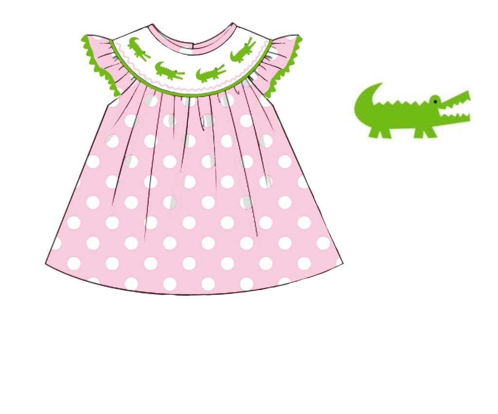 Throwback Pre Order: Alligator Alley- Girls Smocked Knit Shirt