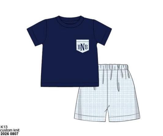 Special Pricing 2.0: Simple Knit Set- Boys Cullen Plaid Short Set