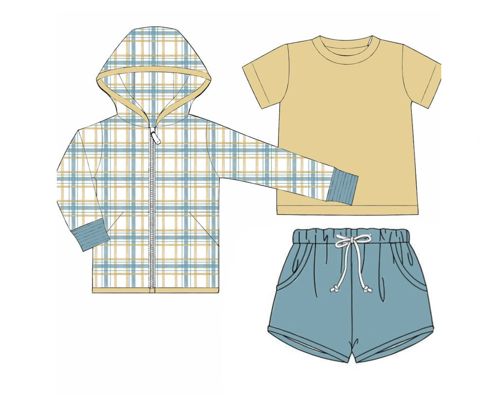 RTS: 3pc Knit Jacket Sets- Boys Owen Plaid (No Monogram)