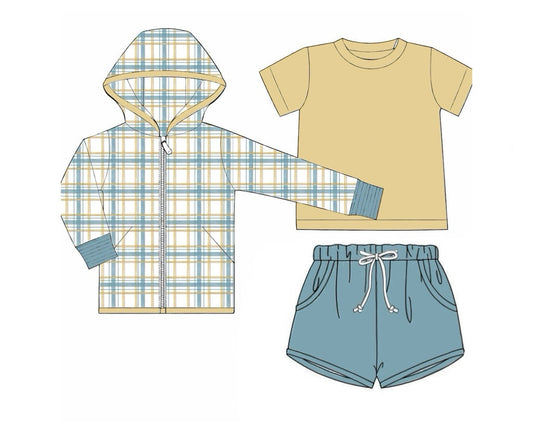 RTS: 3pc Knit Jacket Sets- Boys Owen Plaid (No Monogram)