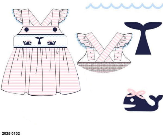 RTS: Critter Collection- Girls Smocked Whale Shirt