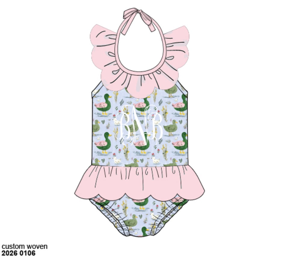 Pre Order 138: Walden Pond- Girls 1pc Rash Guard Swim