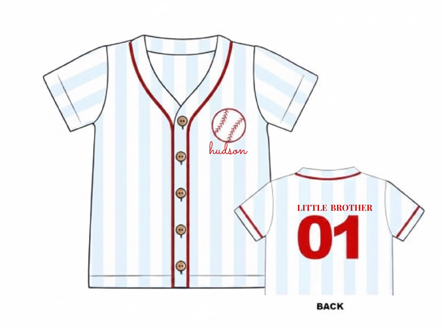 RTS: Play Ball!- Boys Knit Jersey "hudson/LITTLE BROTHER"