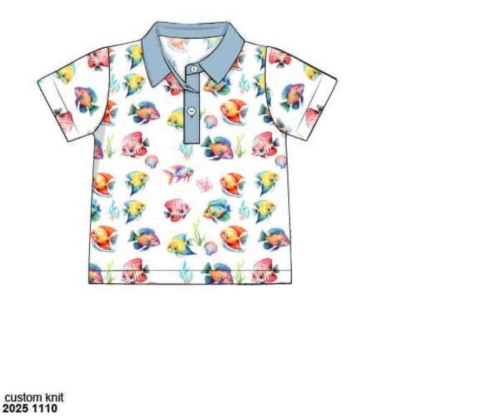 RTS: Critter Collection- Boys Finn's Fishies Polo