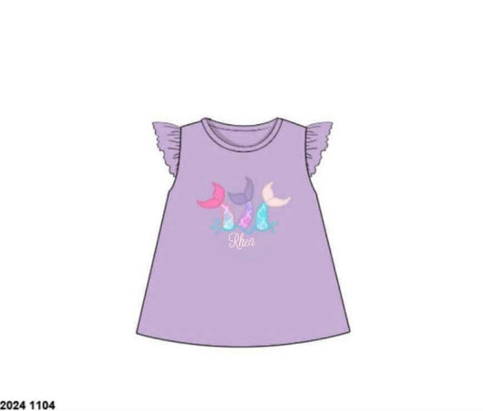 RTS: For the Girls- Mermaid Tails Appliqué Shirt "Rhen"